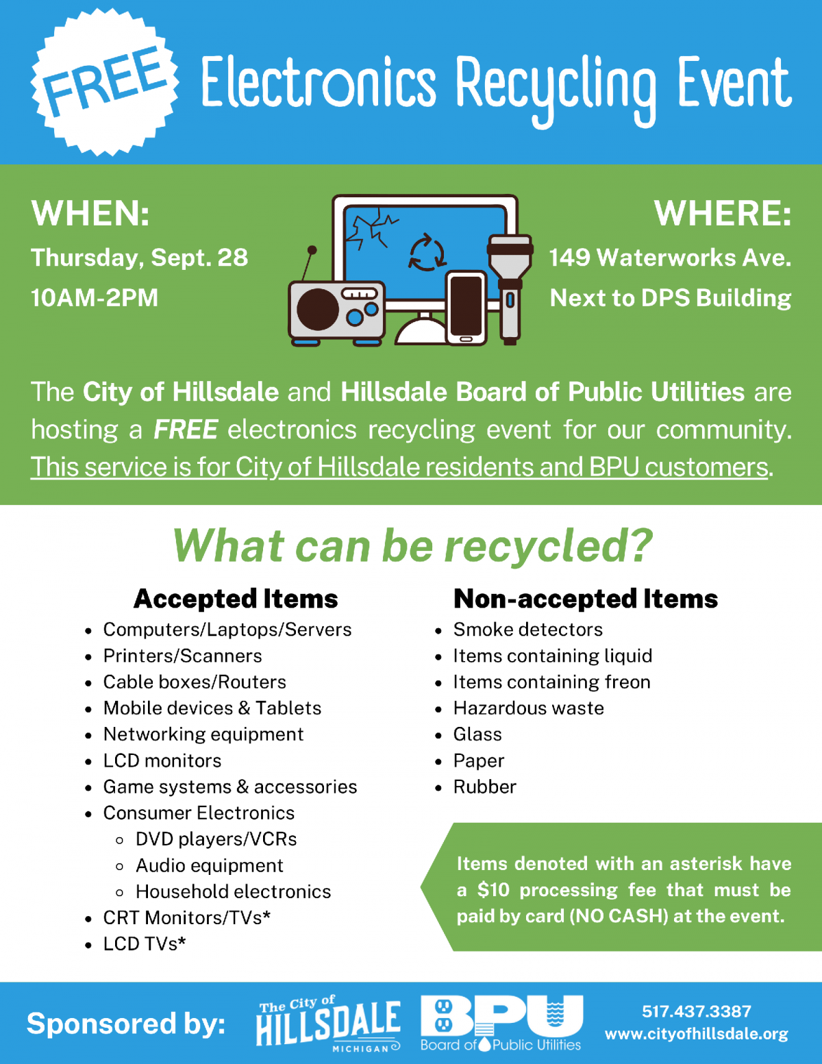 Fall 2023 Electronics Recycling Event Flyer