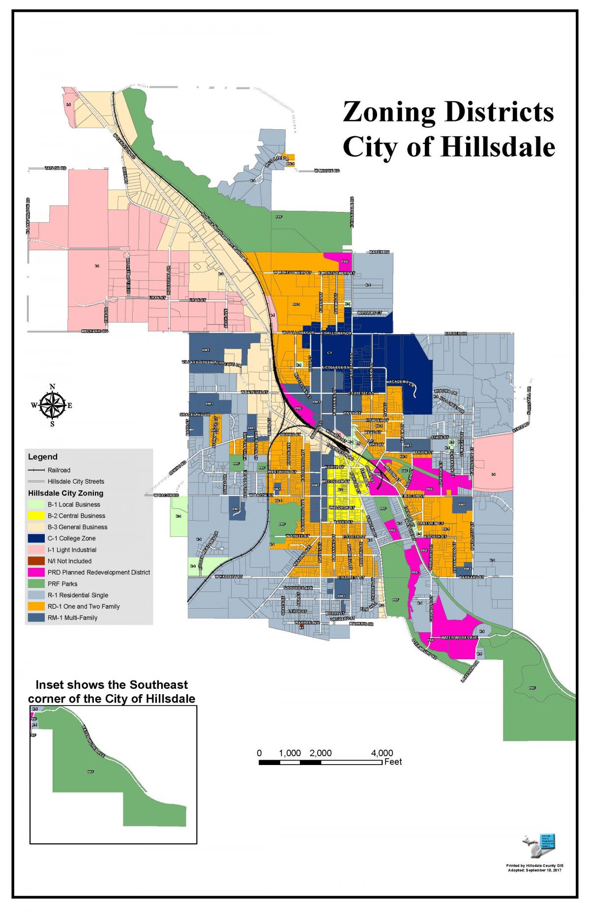 City Zoning Map Sec 36 143 Hillsdale Michigan